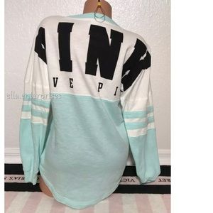 VS Pink Aqua White Black Varsity Crew Tunic *HTF*